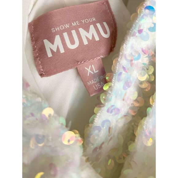 Show Me Your Mumu Studio Halter Jumpsuit in White Sparkle Sequin XL - Picture 7 of 8